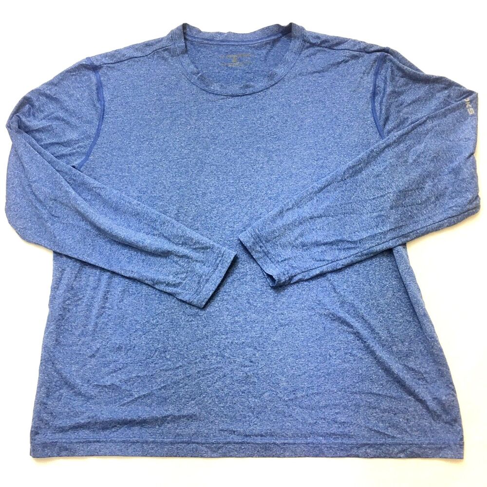 BROOKS Equilibrium Active Shirt Men L Blue Performance Fabric Long Sleeve Tee